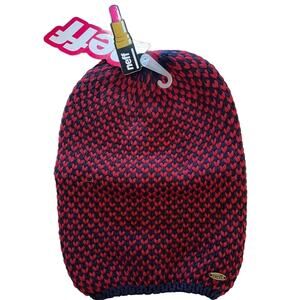 NEFF Cyder Zig Zag Ladies Beanie Hat Cap - One Size - Red/Blue